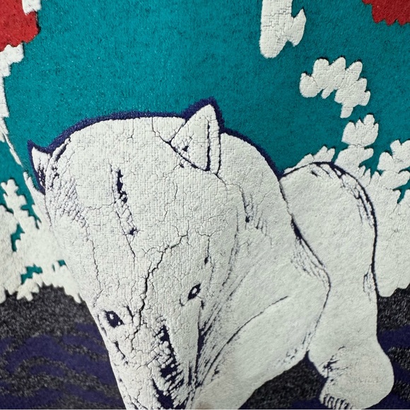 Vintage Cotton Ginny Turtleneck Sweatshirt Womens L Purple Grey Polar Bear VGUC - Picture 5 of 10